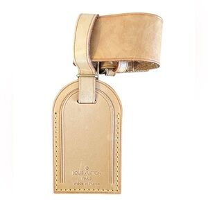 💙 Louis Vuitton Vachetta Leather Luggage Tag and Poignet - Authentic
